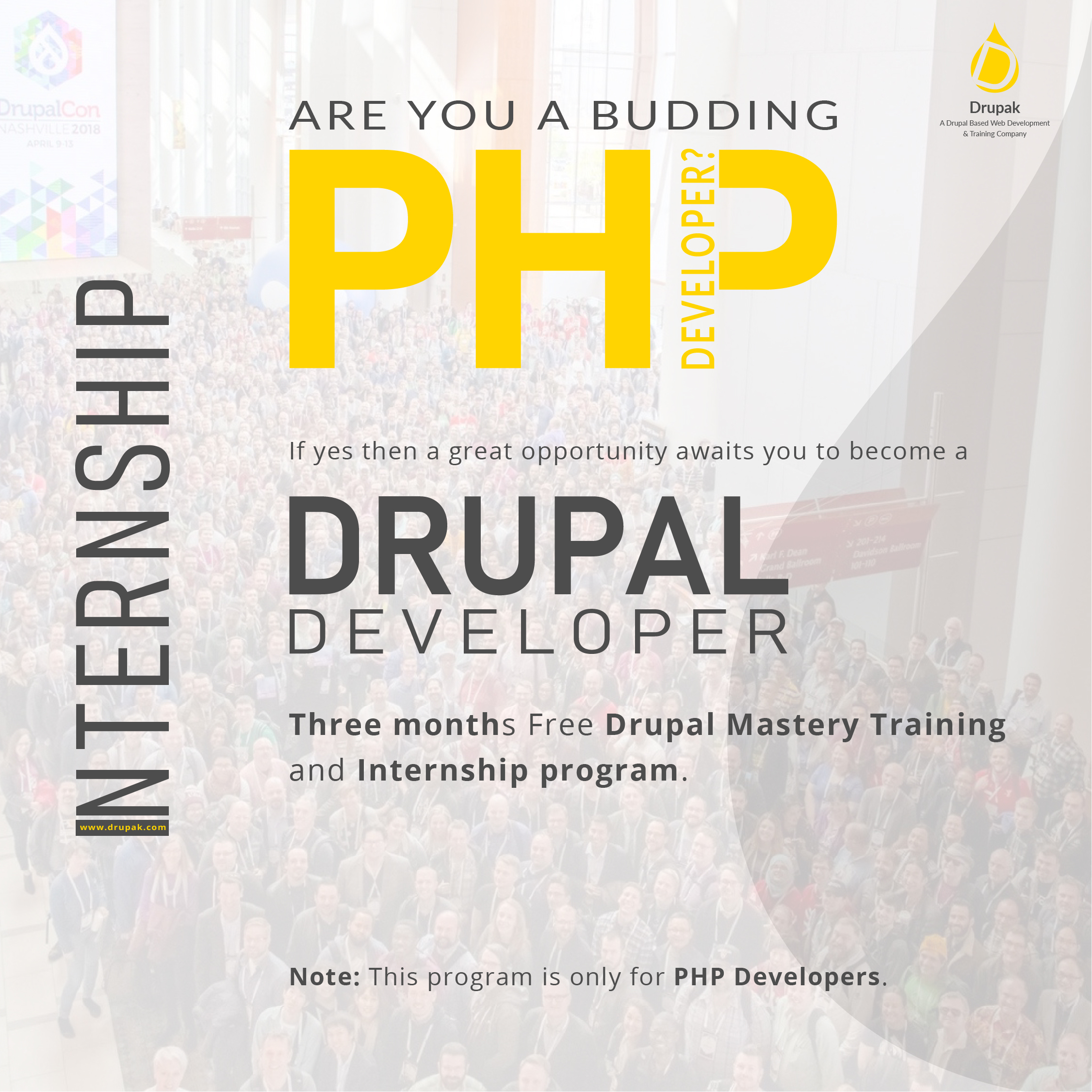 Training/Internship for PHP Developers to become Drupal Developers