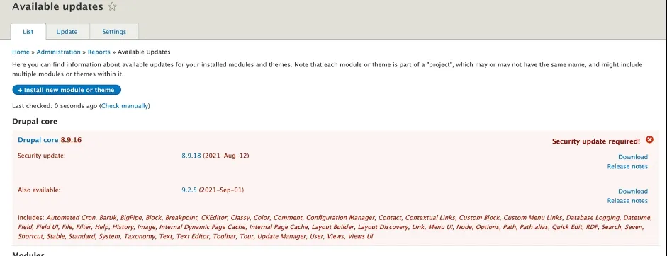 Available Updates