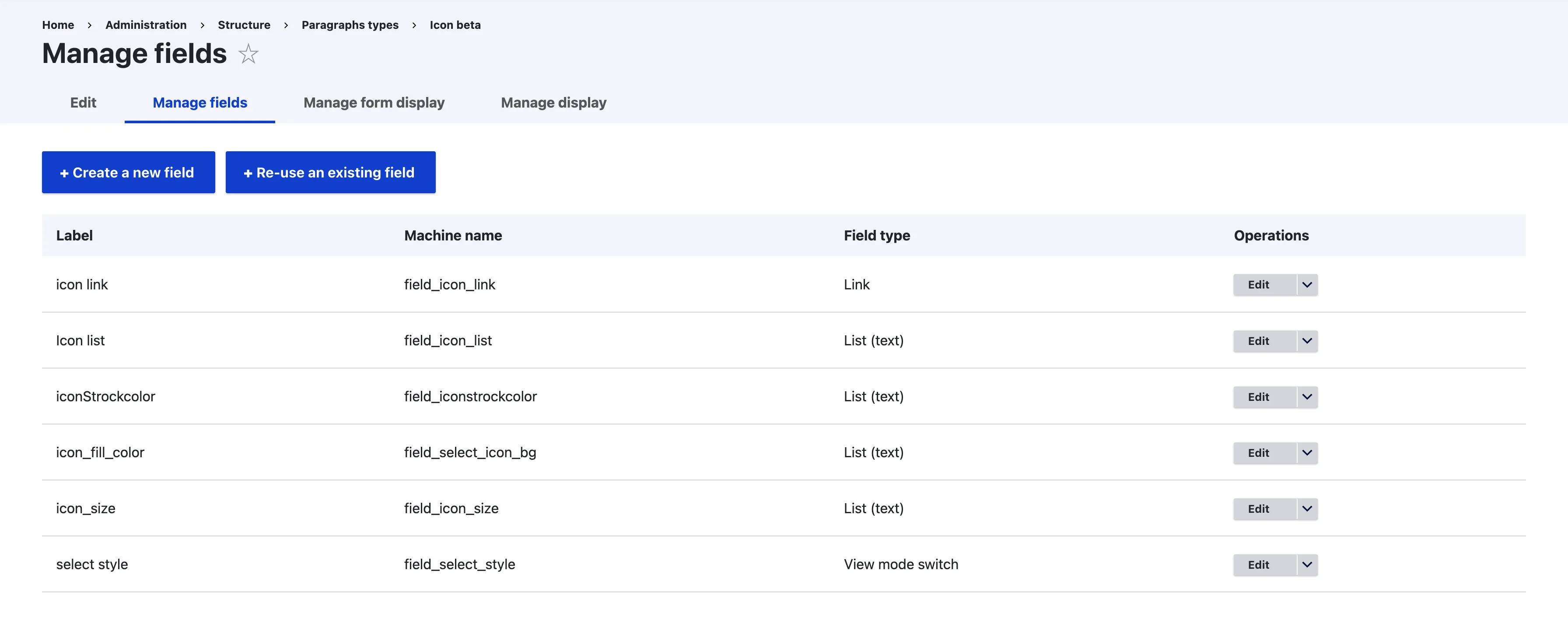 manage fields