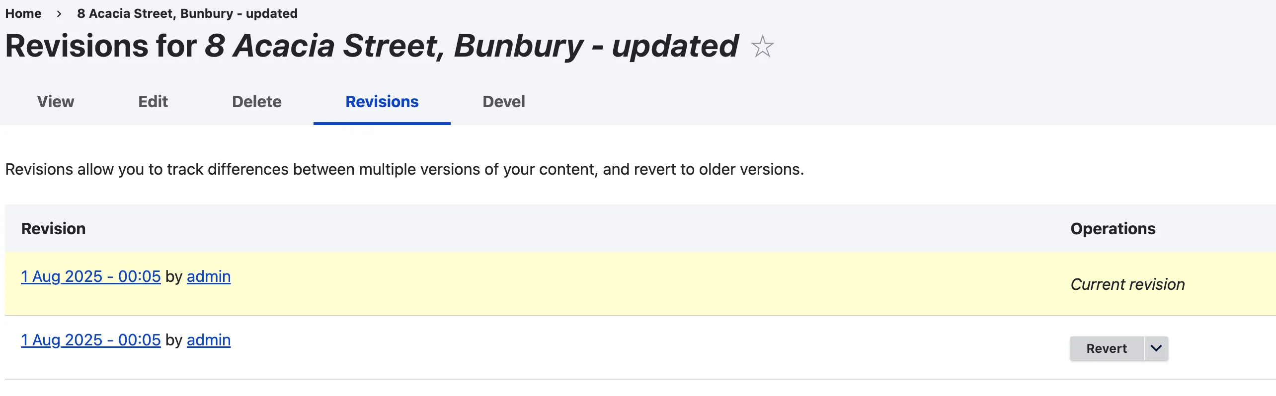 Entity revisions drupal